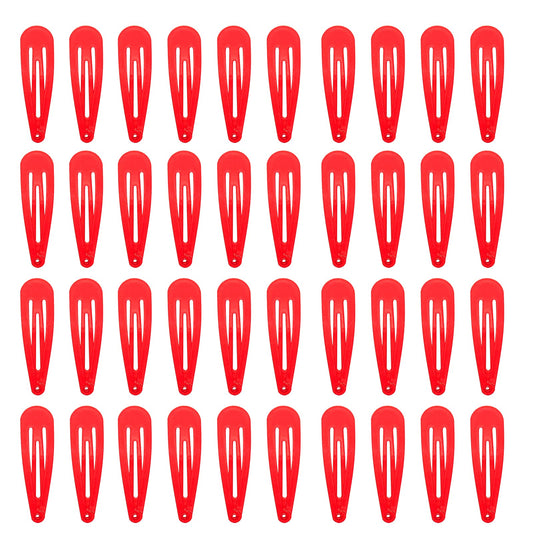 40 Counts Red Color Metal Snap Hair Clips 2 Inch Barrettes For Women Accessories