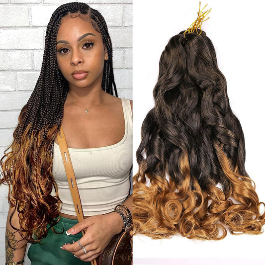 Amir Hair 8 Packs French Curly Braiding Hair 20 Inch Loose Wave Braiding Hair Pre Stretched Synthetic Hair Extensions (T27#)