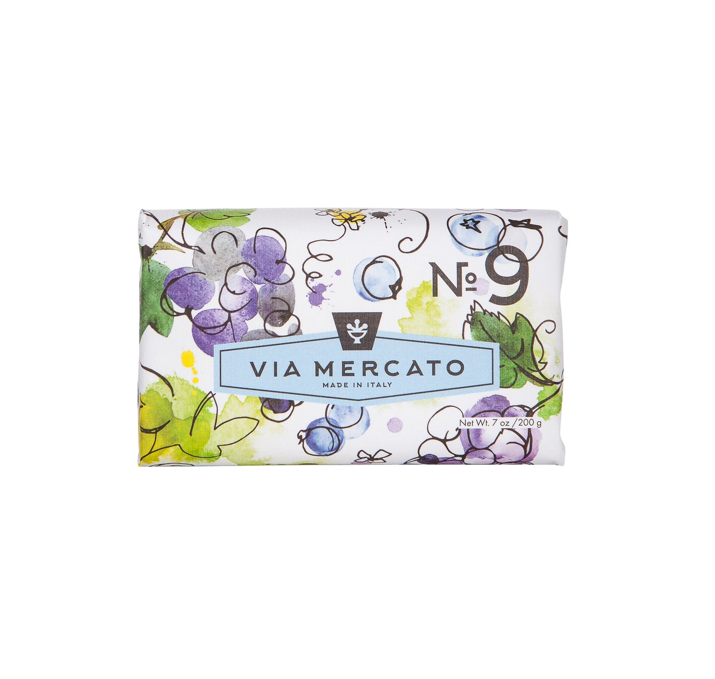 Via Mercato Italian Soap Bar (200 G), No. 9 - Grape, Black Currant & Musk