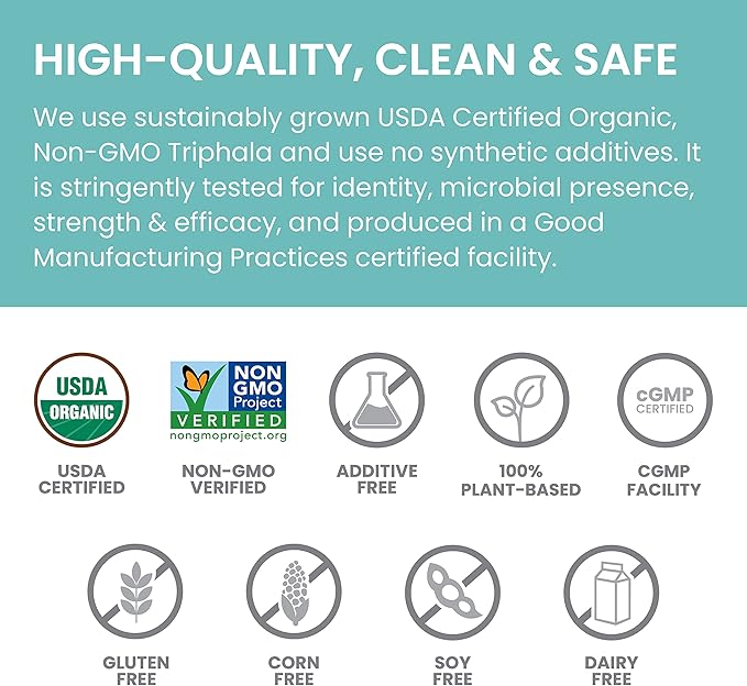 Himalaya Organic Triphala, Colon Cleanse & Digestive Supplement for Occasional Constipation, 688 mg, 90 Caplets, 2 Month Supply