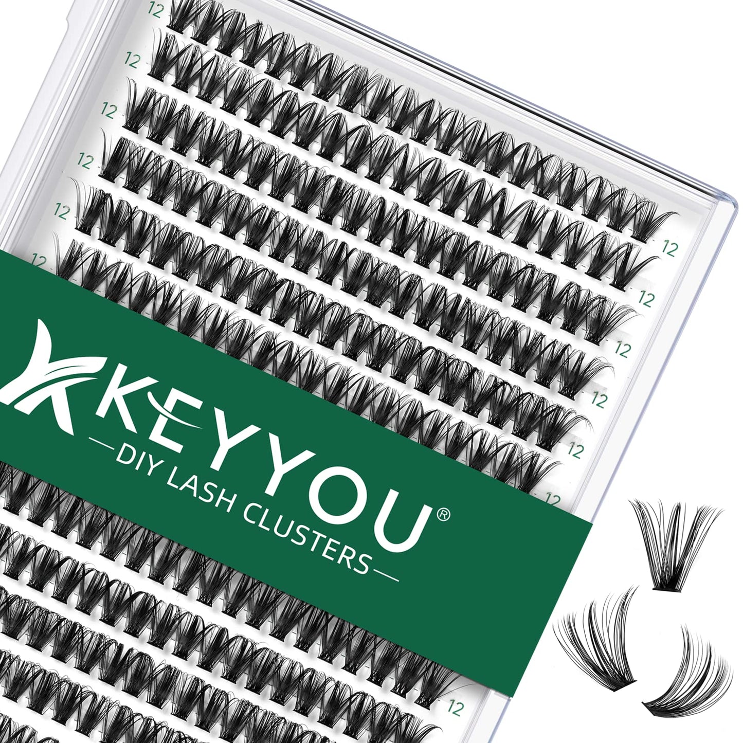 Lash Clusters 300Pcs Individual Lashes 40D 0.07D Curl 12Mm Diy Eyelash Extension Keyyou Large Tray Volume Soft&Natural Eyelash C