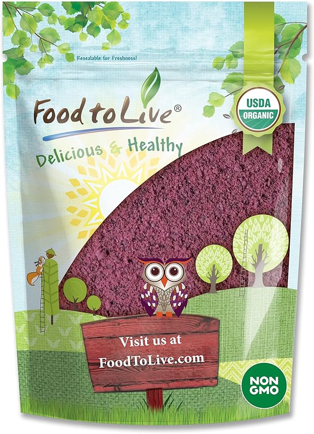 Food to Live Organic Black Elderberry Powder, 2 Pounds – Non-GMO, Made from Raw Dried Berries, Unsulfured, Vegan, Bulk, Great for Baking, Smoothies, Yogurts, No Sulphites, Contains Maltodextrin