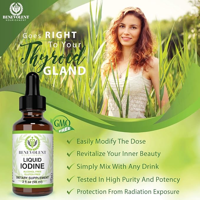 Liquid Iodine Potassium Drops - 1300 Servings | Large 2oz Bottle | Great Taste | 2X Absorption | Just One (1) Drop a Day for Fast Support - Potassium Iodide - Alcohol and Gluten Free