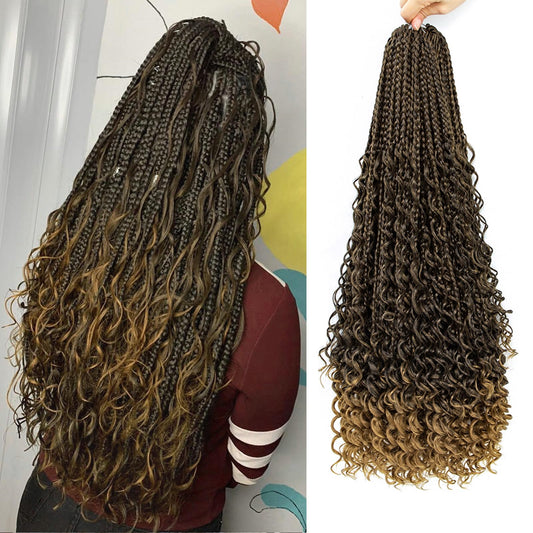 Liang Dian Goddess Box Braids Crochet Hair With Curly Ends 24 Inch 8 Packs Bohomian Braids Hair Crochet Braids For Black Women (