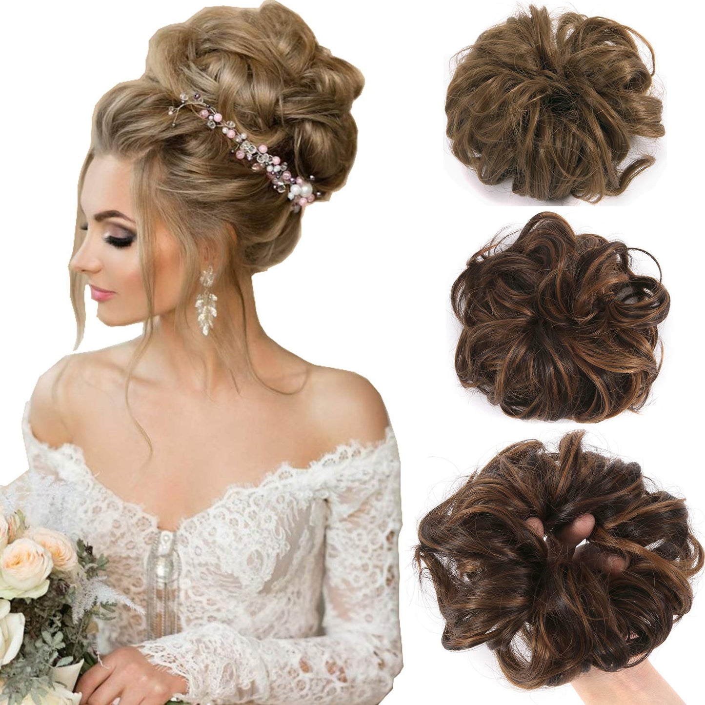 Sllie Messy Hair Bun Extensions Chignons Hair Hair Scrunchie Scrunchy Updo Hairpiece