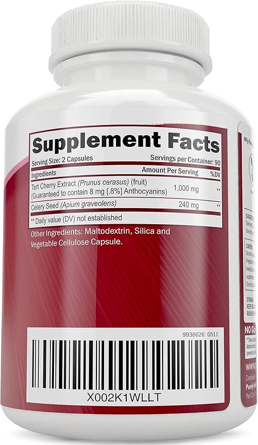 Purely Holistic Grape Seed Extract 400mg + Tart Cherry Extract and Celery Seed Bundle - 430 Vegan Capsules - Made in USA