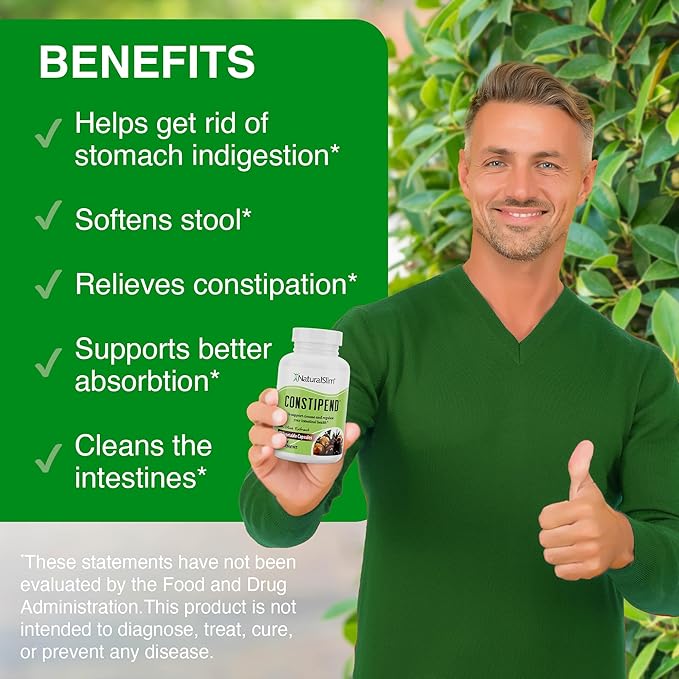 NaturalSlim Magnesium Oxide - Constipend for Constipation Relief, Colon Cleanser & Stool Softeners for Women & Men with Magnesium Citrate, Aspartate, & Olive Extract - 120 Vegetable Capsules