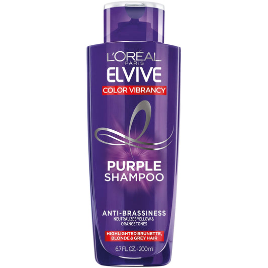 Lor  Al Paris Elvive Color Vibrancy Anti-Brassiness Purple Shampoo For Color Treated Hair, Neutralizes Yellow & Orange Tones, Hi