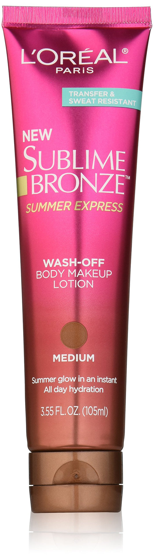 L'Or  al Paris Sublime Bronze Summer Express Body Makeup Lotion, Medium, 3.55 fl. oz.