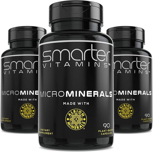 (3 Bottles) 15mg Zinc Glycinate from Albion® 6 Essential Trace Bisglycinate Minerals, Manganese, Boron, Chromium, Selenium, Molybdenum Supplement 90 Plant-Based Vegan Capsules