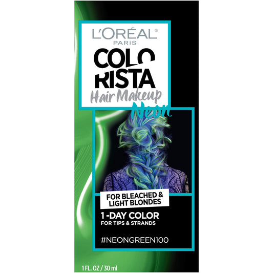 L'Oreal Paris Hair Color Colorista Makeup 1-Day For Blondes, Neon Green 100, 1 Fluid Ounce