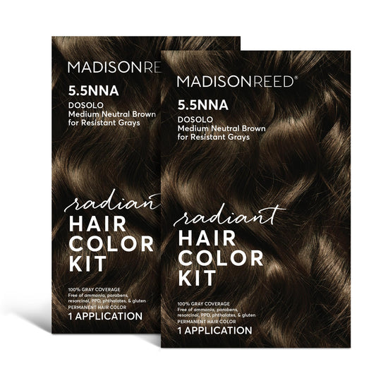 Madison Reed Radiant Hair Color Kit, Medium Neutral Brown For 100% Gray Coverage Of Resistant Gray Hair, Ammonia-Free, 5.5Nna Do