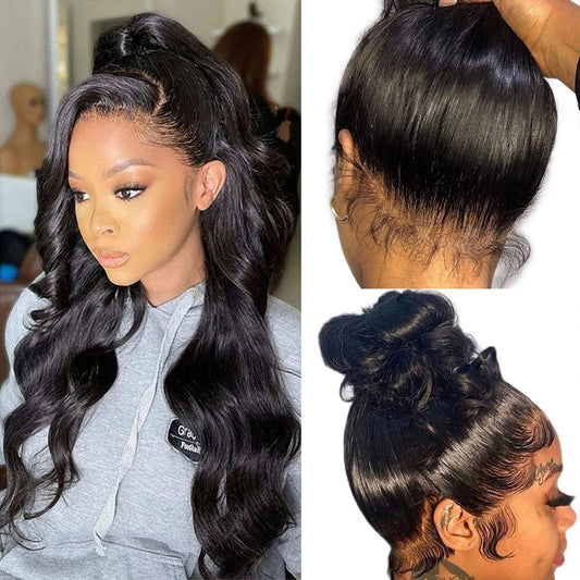 360 Body Wave Lace Front Wigs Human Hair Pre Plucked 180% Density Full Lace Human Hair Wigs Brazilian Virgin Body Hd Human Hair