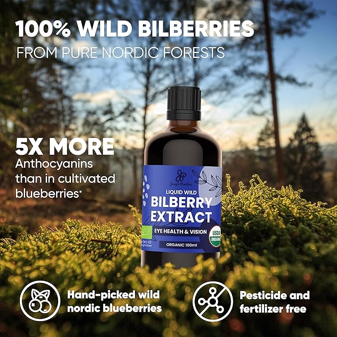 Father's Day Gift for Grandpa - USDA Organic Wild Bilberry Extract Bundle 2x3.4oz Liquid Extract + Organic Wild Blueberry Powder 5oz - Wellness Gift for Eyes & Superfood Extract