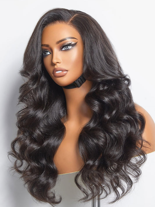 Luvme Hair 16'' Loose Body Wave Lace Front Wigs Human Hair 13X4 Pre Cut Lace Glueless Human Hair Wig Pre Plucked Long Black Body