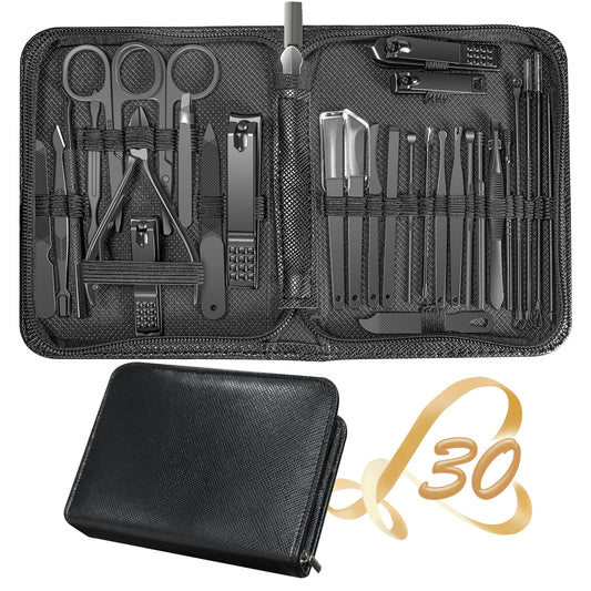 Manicure Set 30 In 1 Nail Clipper Set,Redflow Nail Clippers,Fingernail & Toenail Clippers,Manicure Tools,Pedicure Tools,Suitable