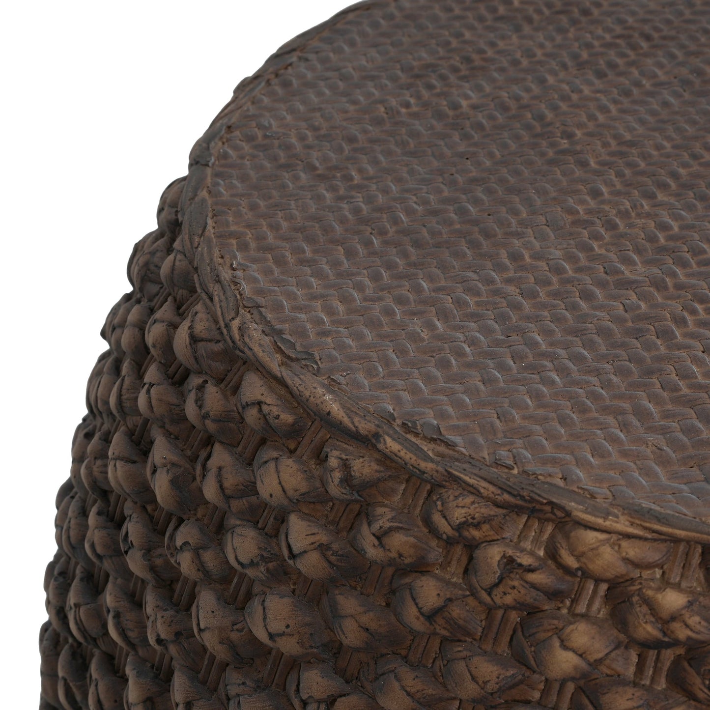 Homy Casa Faux Rattan Side Table for Poolside Lounge or Patio Balcony Relaxation, Brown