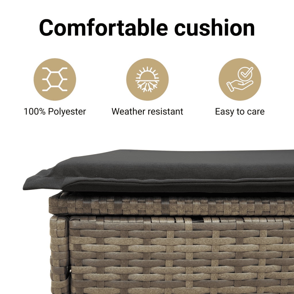vidaXL Garden Sofa Set Grey PE rattan 78.7 in x 57.1 in x 33.5 in