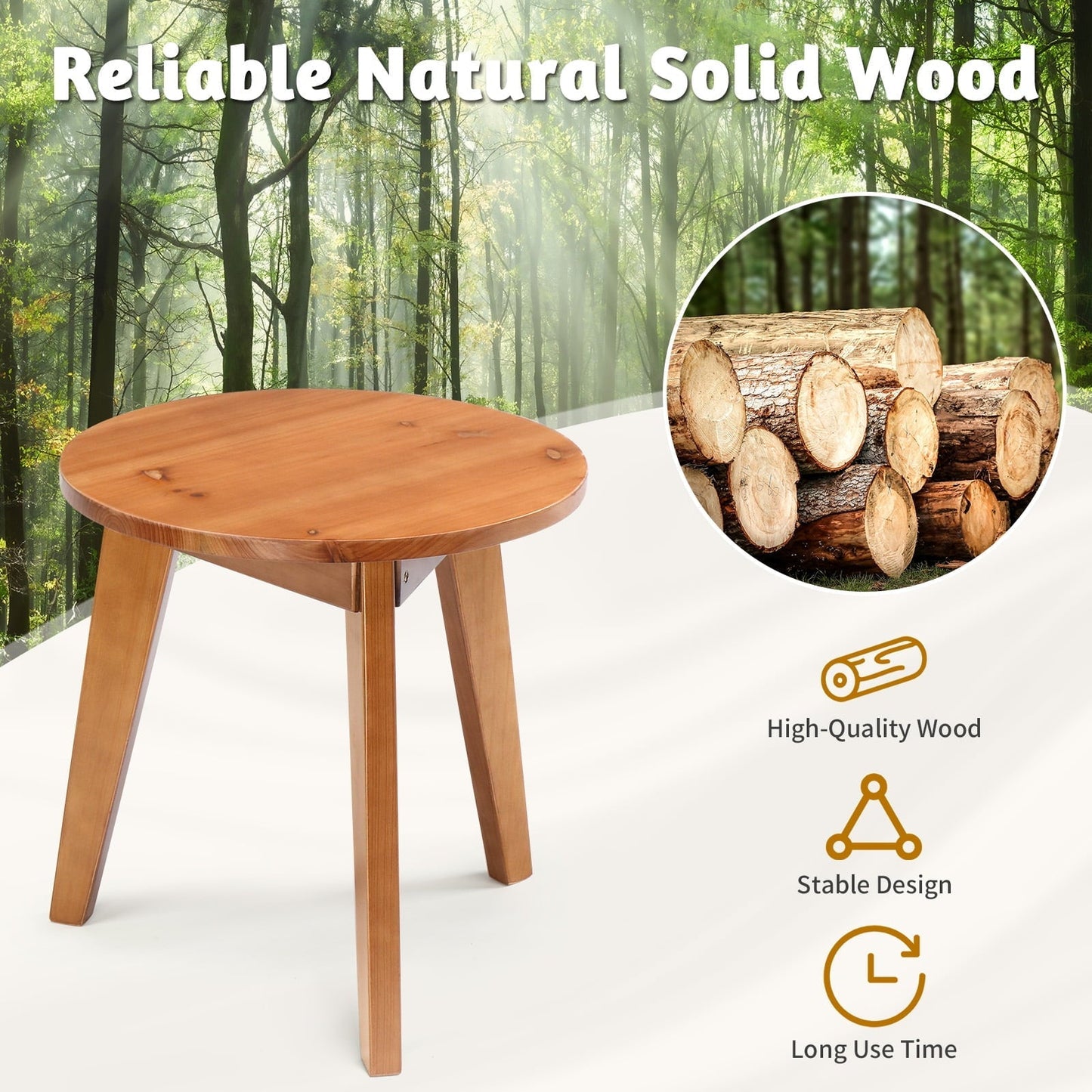 Ktaxon 15.7" Outdoor Wood Side Table, Small Round Coffee End Table, Weather Resistant Table for Indoor Outdoor Balcony Lawn Pool, Teak