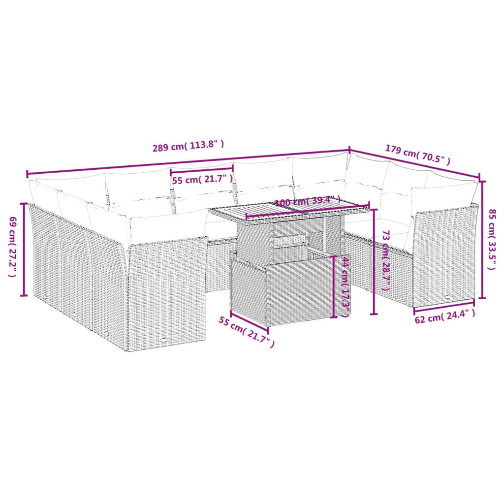vidaXL Garden Sofa Set Grey